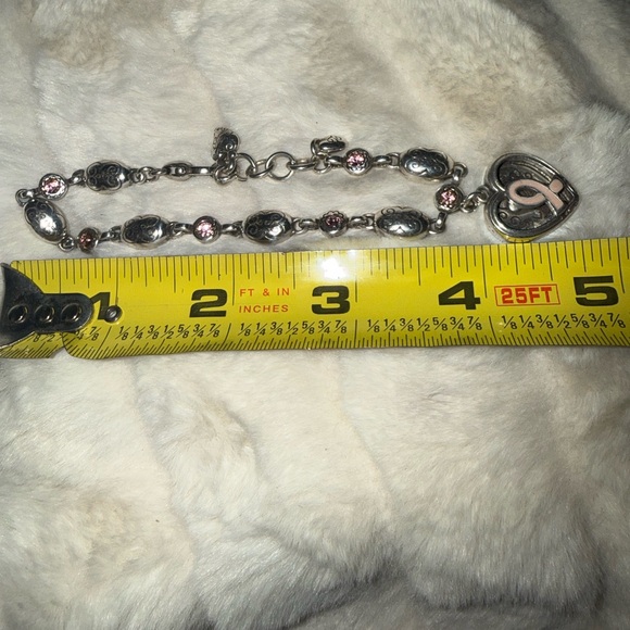 Brighton Silver Plated Cancer Aware Bracelet with Pink Accents and Heart Charm - Picture 11 of 11